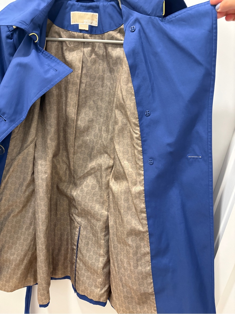 Michael Kors Blue Double-Breasted Women's Trench Coat with Belt - Picture 12 of 15
